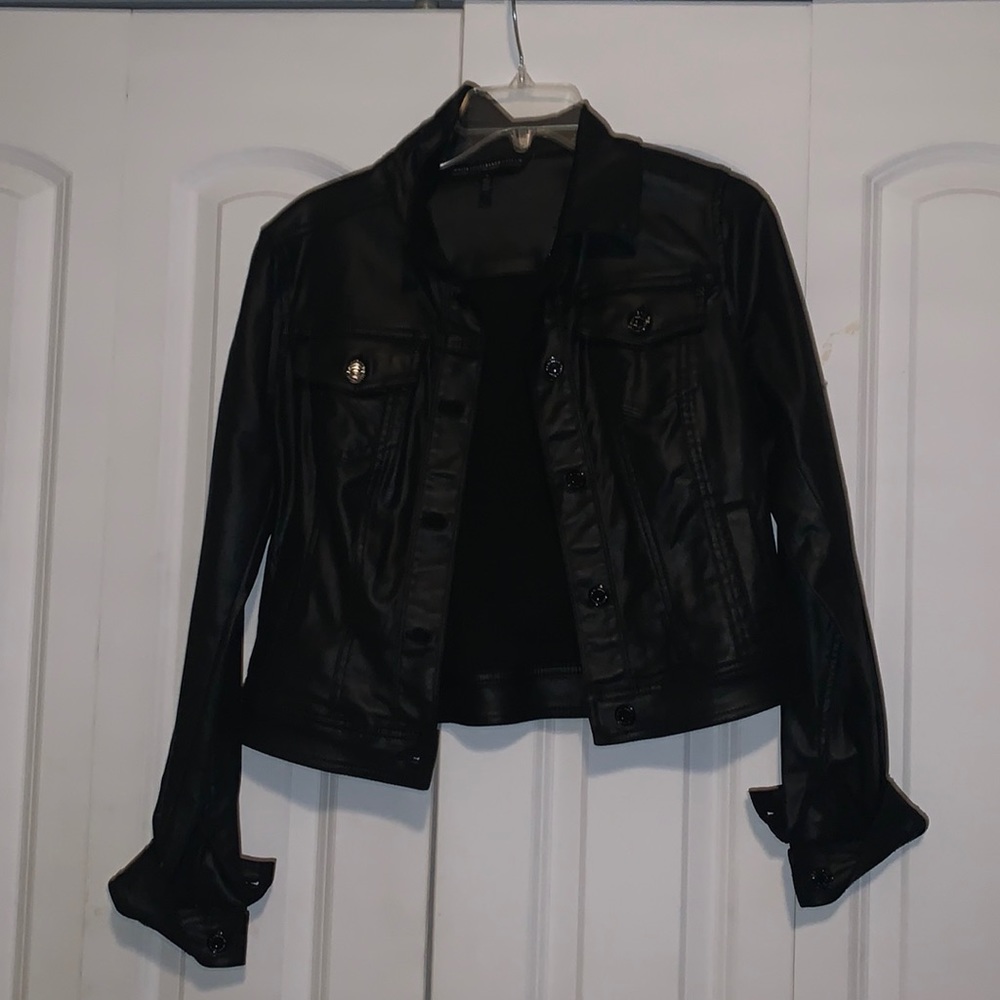 Black coated jean jacket style
